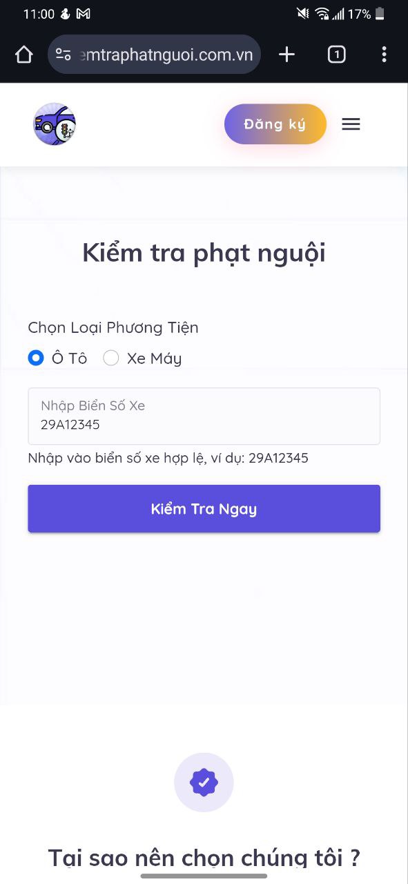 Nhập biển số xe 29A12345 vào hệ thống