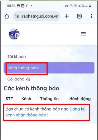 Cài đặt kênh thông báo