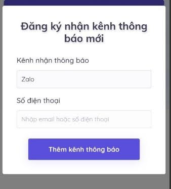 Đăng ký kênh thông báo mới