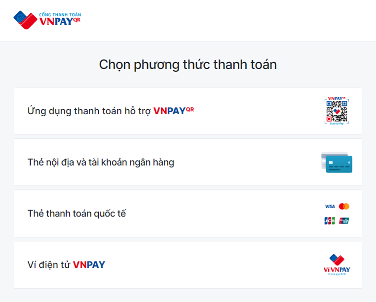 Chọn phương thức thanh toán